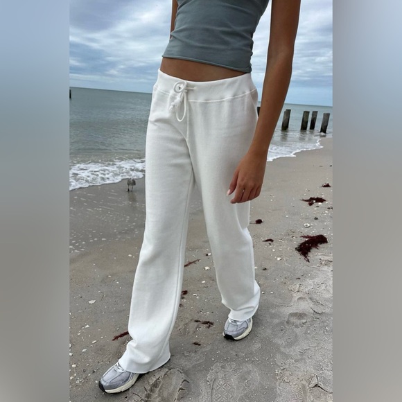 Brandy 🩷 Melville Rainey Cotton Sweatpants White Size  S - Picture 2 of 7